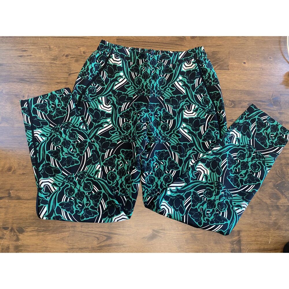 Women's J Crew Slack Pants Size 2, Green Pattern